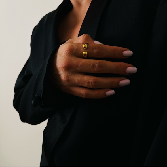 New Geometric Open Ring Fashion Golden Metal Finger Minimalist Statement - Picture 3 of 10